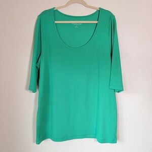 Soft Surroundings Scoop Neck Short Sleeve Ribbed Tee, Size 3X